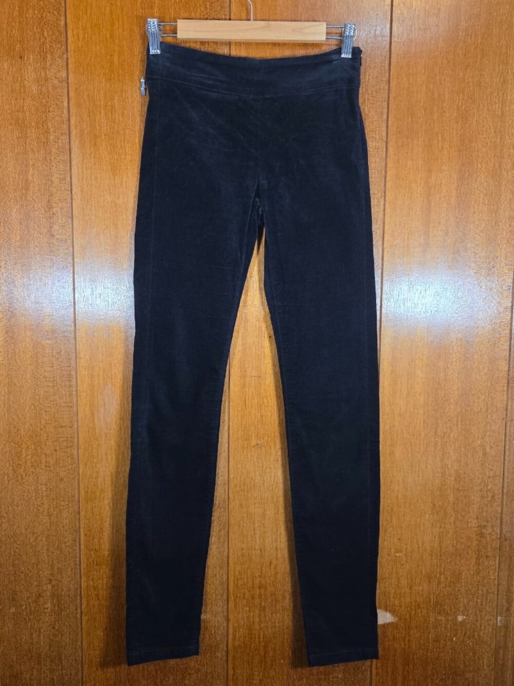 Filippa K Black Cotton Stretch Velvet Side-Zip Skinny Pants - Size XS